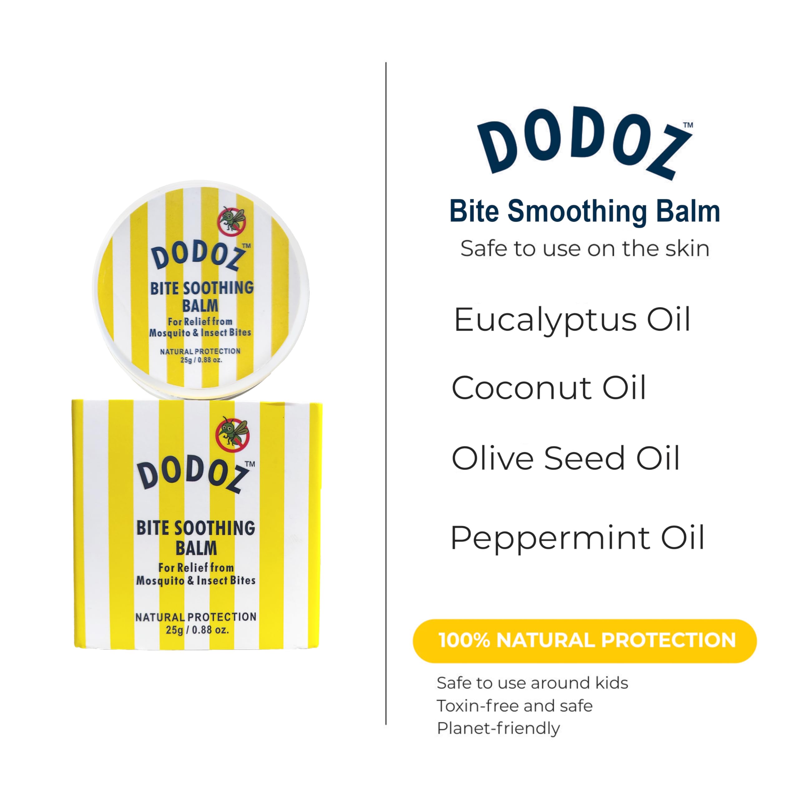 DODOZ Bite Soothing Balm–Kid-Safe Natural Protection & Gentle on Skin, Long-Lasting Repellent for Outdoor & Indoor Use Effective Shield Against Mosquitoes & Insect Bites for Babies, Kids (25g) 1
