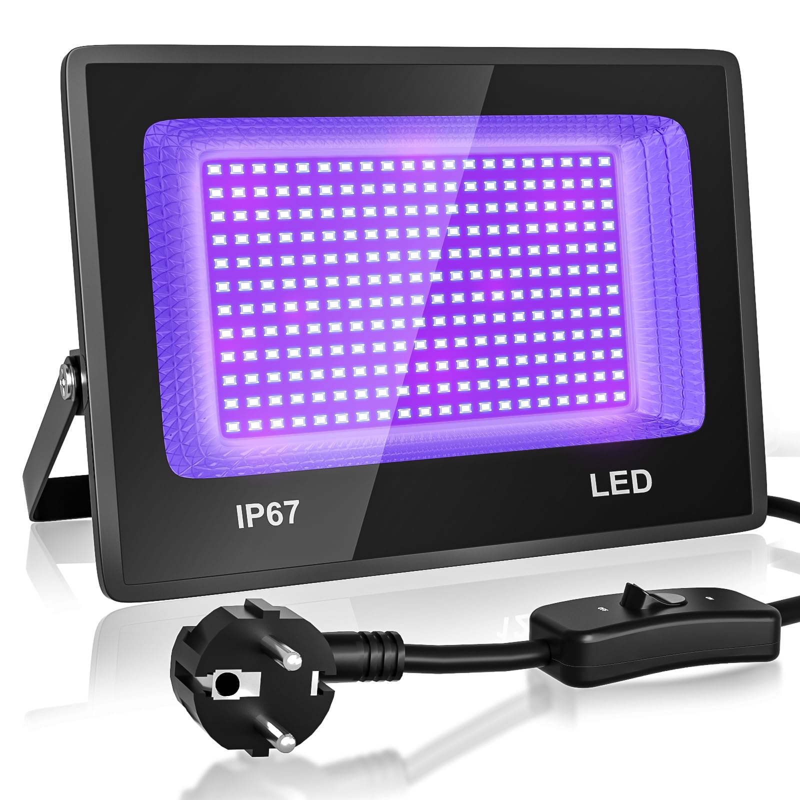 CREATESTAR 100W LED Lumière Noire,Luminaire UV Puissant 400 nm, Etanche IP67 peut être utilisé pour les Soirées à la Lumière Noire, les Affiches Fluorescentes (1PC)