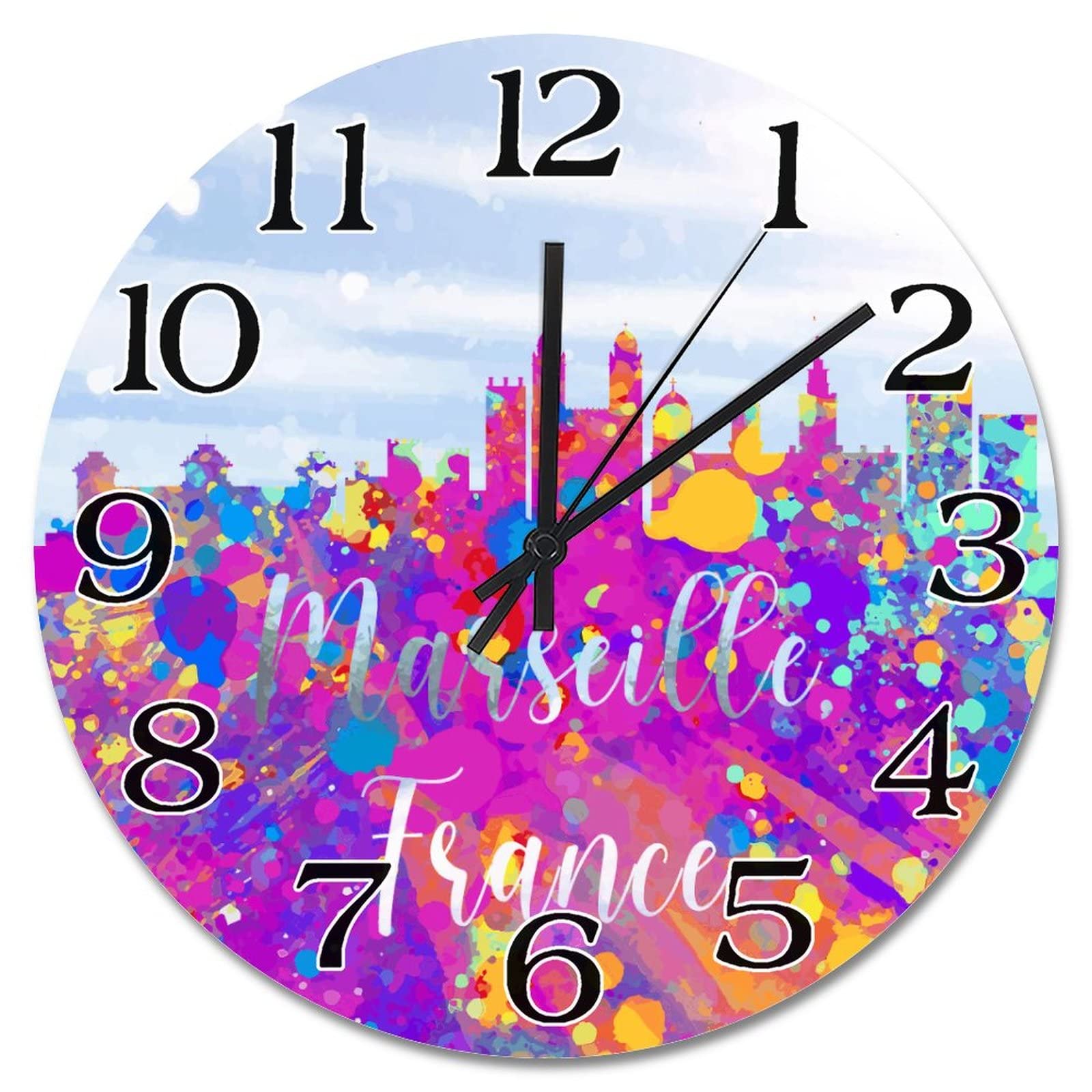 Horloge murale en bois 38 cm silencieuse à pile pour salon