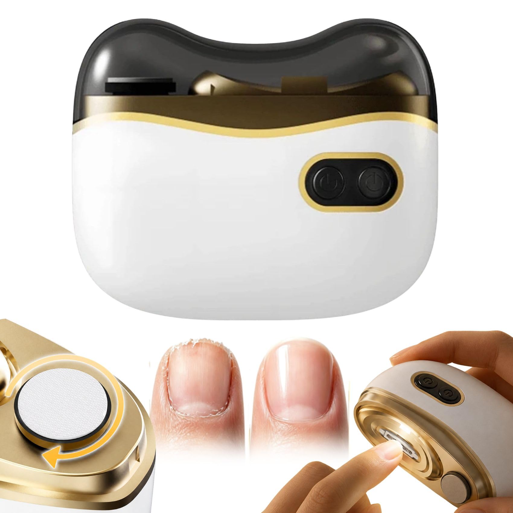2-in-1 Smart Electric Nail Clipper & Polisher for Seniors，1PC-White