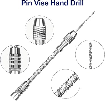 Linkstyle Mini Hand Drill Set, 20PCS HSS Twist Bits (0.3–1.6mm), Adjustable Pin Vise Hand Drill for Precision Drilling, Model Making, Electronics, Wood & DIY