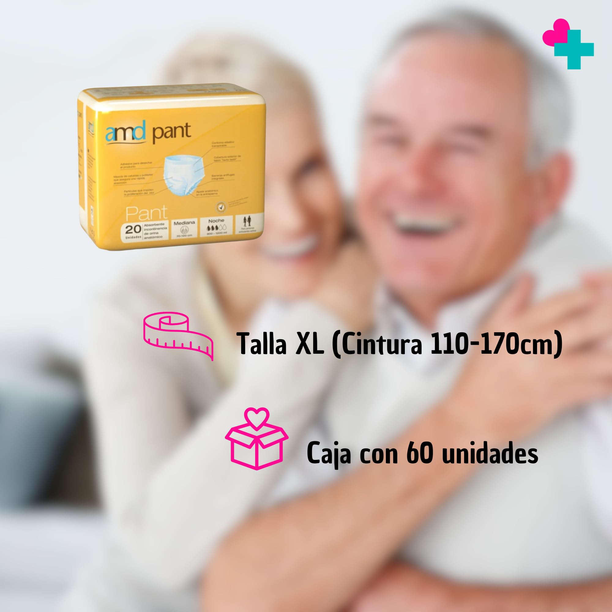 Pants Noche. Pants Noche Máxima Absorción. Pants Incontinencia Adultos. Braga Pañal Adultos Noche. Desechables. Absorción de 900-1200ml. Talla XL. Caja 60 unidades.