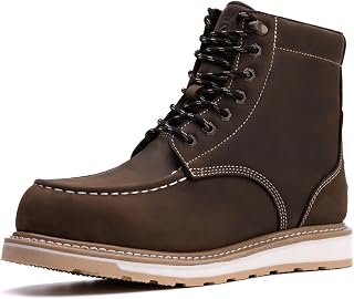 Waterproof Steel Moc Toe Mens Work Boots Classic Fashion Industrial Construction Insulated Safety Comfortable Shoes 6'' Genuine Full Grain Leather Ankle Brown Footwear…