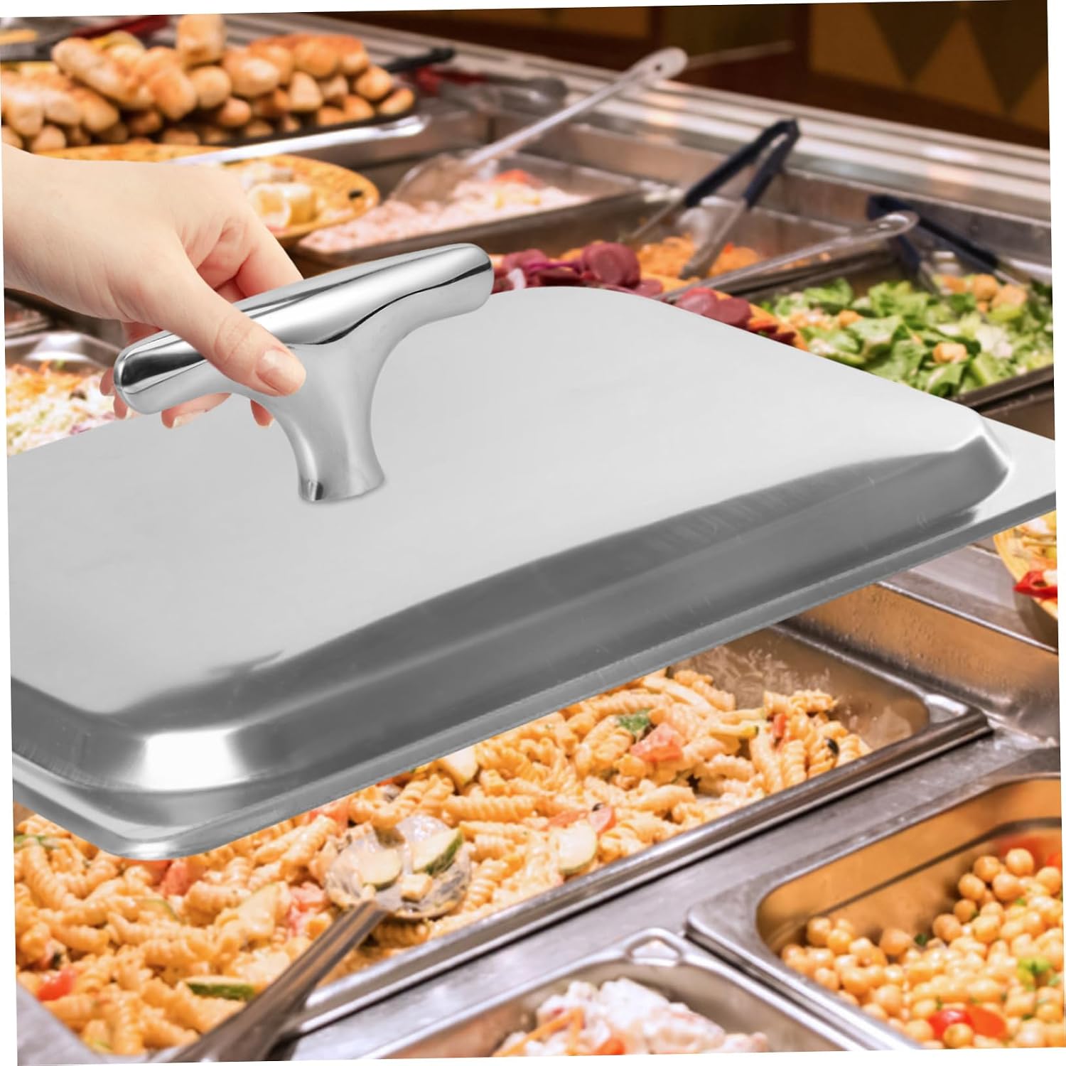 Stainless Steel Buffet Dish Handle for Breakfast Warmer, Silver
