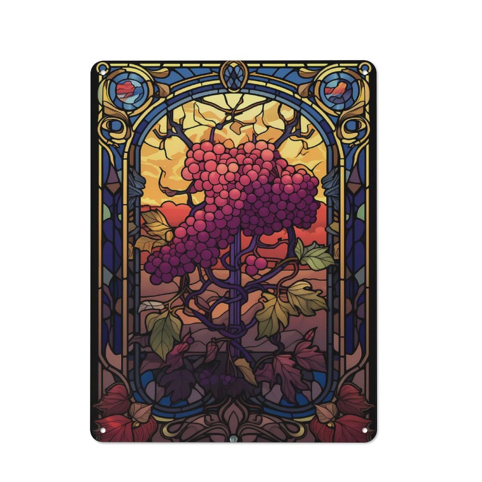 Tin Wall Plaque 40x30cm with Flowers Glass for Studio Or Craft Room, Suited to Craft Room Decorators