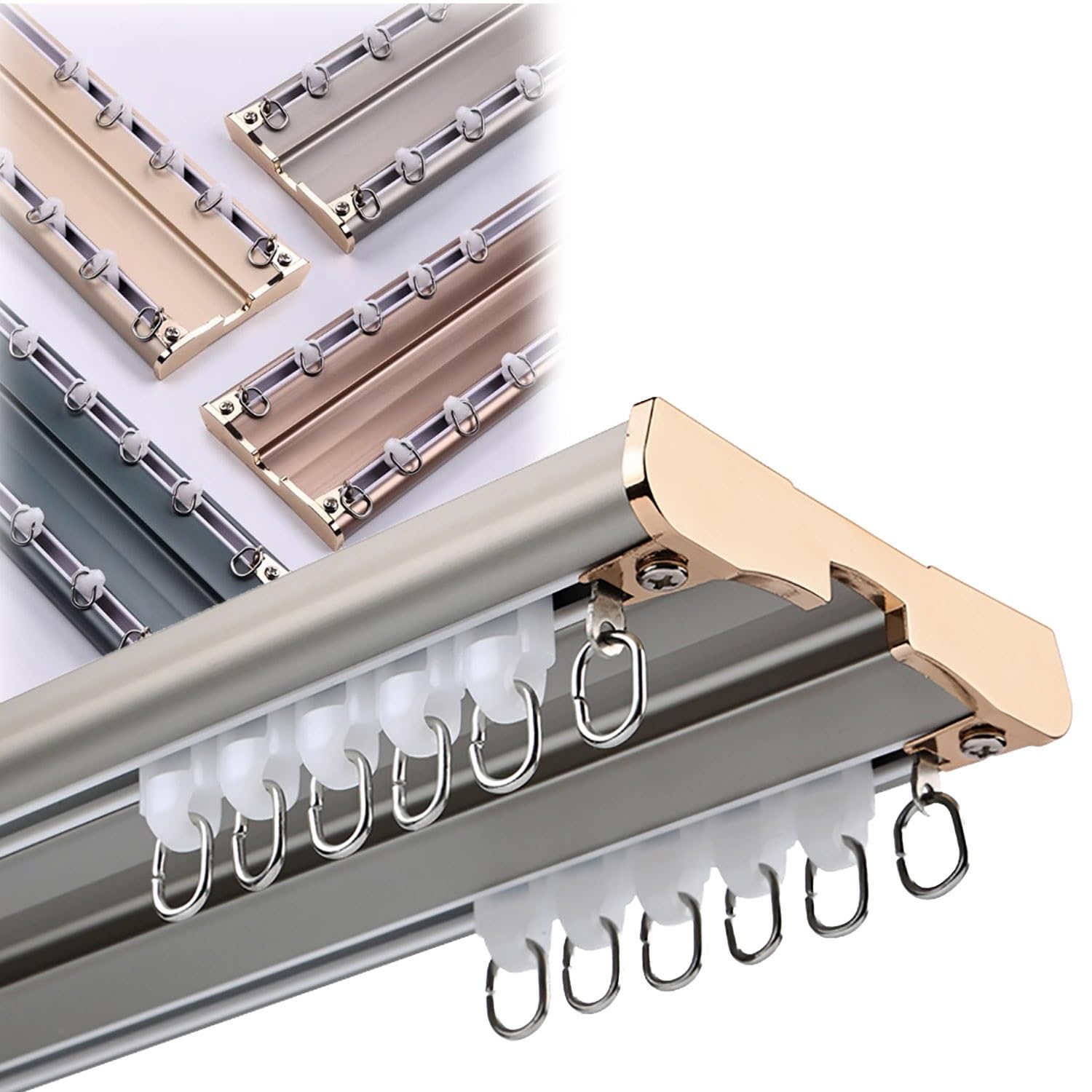 Rail de séparation silencieux double en aluminium gris 3,9 m tringle rideau plafond chambre