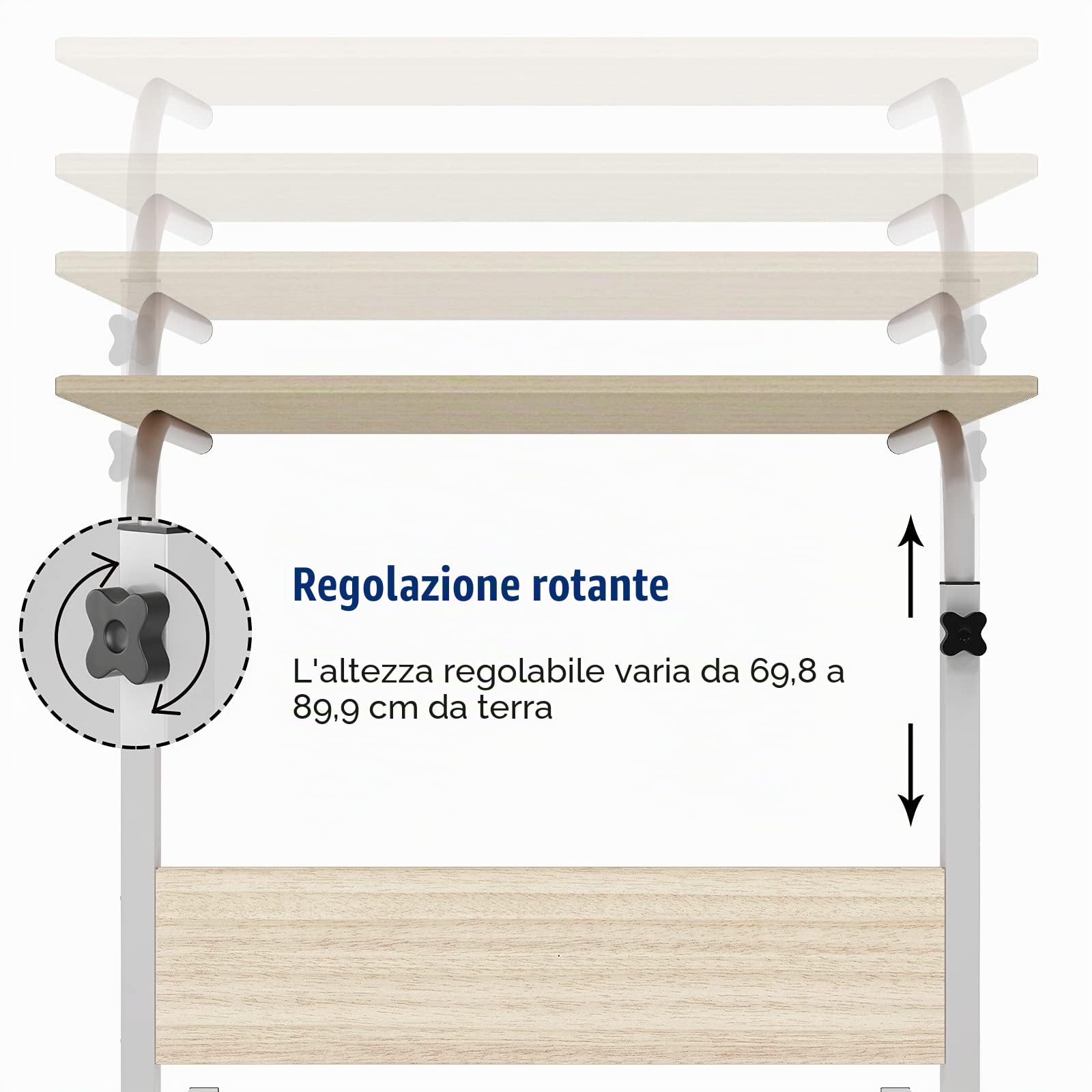SogesHome Tavolo da Lavoro 80 x 40 cm Mobile Scrivania Computer di Supporto Regolabile in Altezza Tavolino per Divano-Letto Ospedale Infermeria Lettura Mangiare, 05#3-80MP-SH