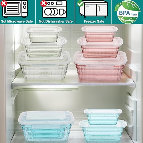 Miniatura 5 de Taiuloo Juego de 3 recipientes de almacenamiento de alimentos con tapas y asa, recipientes de plástico sin BPA para preparación de comidas y