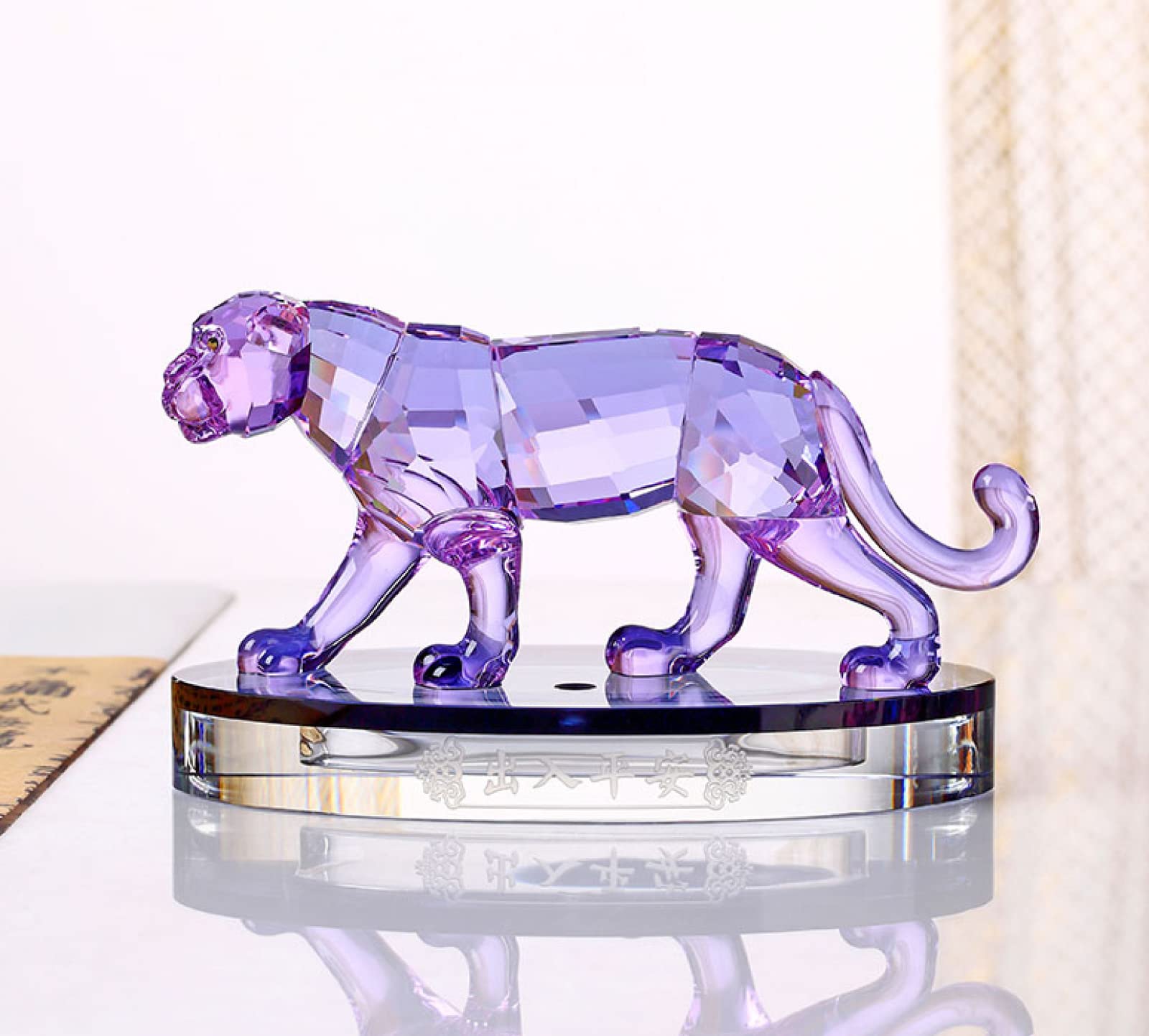 Swarovski 紫色 クリスタル動物置物 Amazon.co.jp: クリスタル オーナメント パープル チーター ガラス