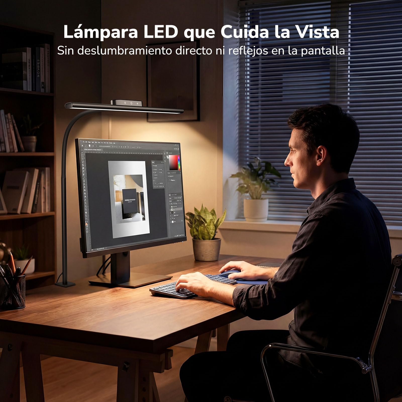 Lepro Lámpara de Escritorio Pinza, Flexible y Ajustable, Cuidado Ocular, Lámpara de Mesa LED 11W, Flexo LED 5 Modos de Color y 5 Niveles de Brillo, Ahorro Espacio, Amplia Área de Iluminación, Negro