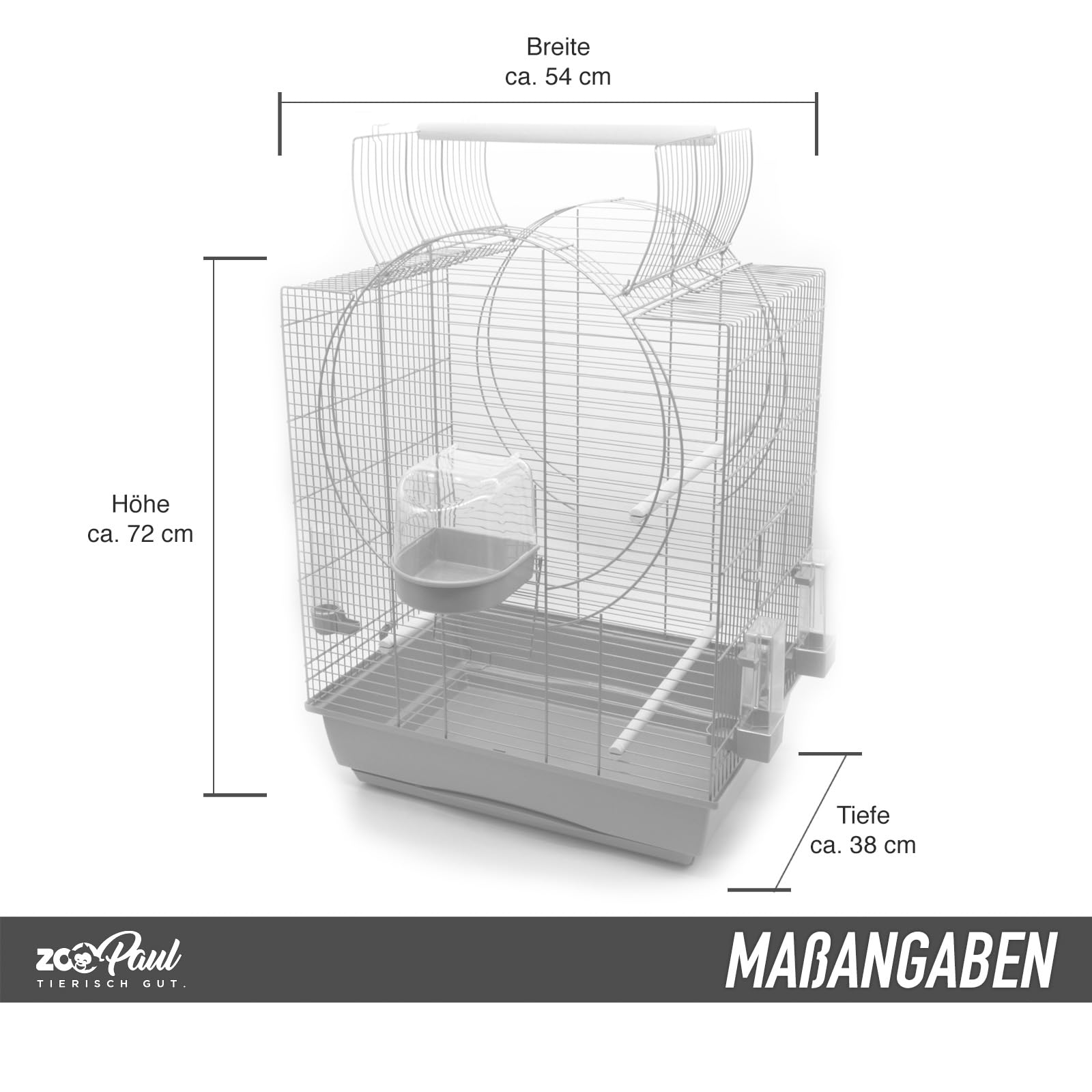 Zoopaul Vogelkäfig XXL Emma Cabrio schwarz Gold Wellensittiche Kanarien mit Trinkröhrchen Badehaus usw.