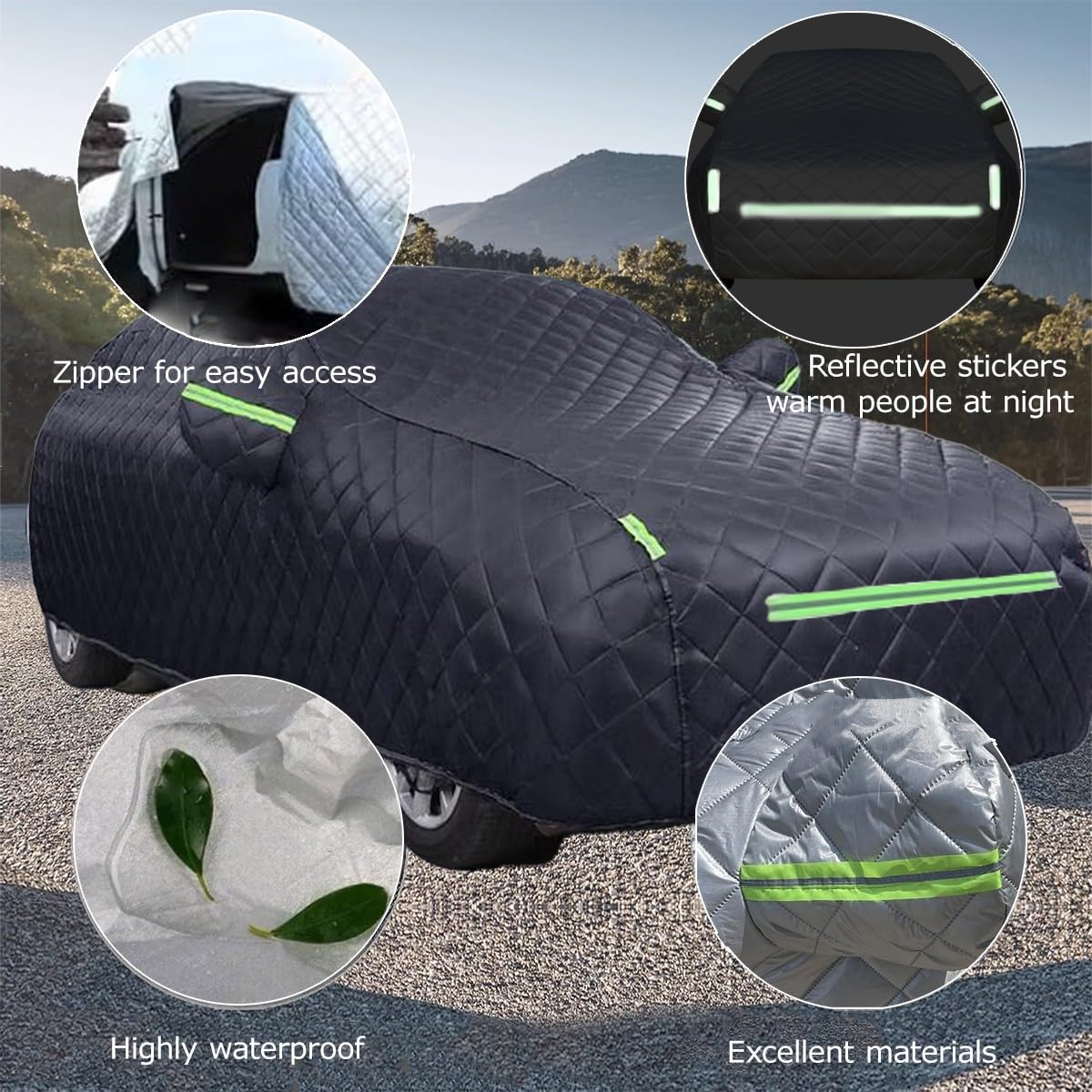 Bâche Voiture Universelle SUV 399x150x59cm - Housse Protection Toit Imperméable Pour Tiguan, Tucson, Model Y