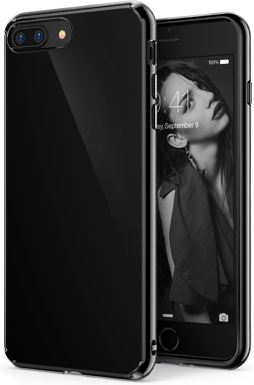Ringke Air Compatible with iPhone 7 Plus, iPhone 8 Plus Phone Case Weightless as Air, Extreme Lightweight & Thin Transparent Flexible TPU Scratch Resistant Protective Cover - Ink Black