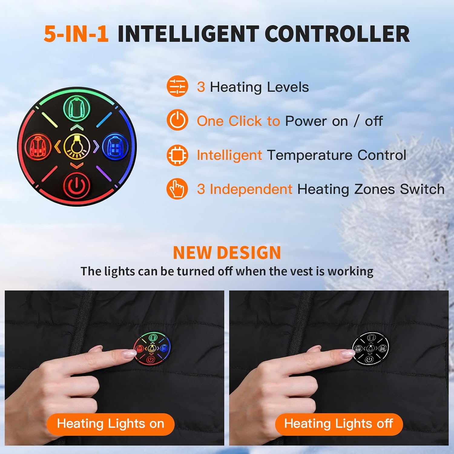 Heated Jacket for Women Men with 20000mAh Battery Pack, Adjustable Heating Coat with Detachable Hood, Splash-Resistant - Image 4