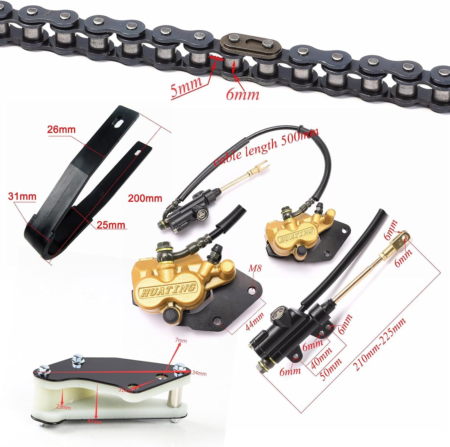 3.00-12 12" Rear Wheel Swing Arm Kit with 80/100-12 Tire Rim, 285mm Shock, Brake Caliper, 420 Chain, Swing Arm for Dirt Pit Bike SSR Apollo Taotao 50cc 70cc 90cc 110cc 125cc CRF50 CRF70 Motorcycle