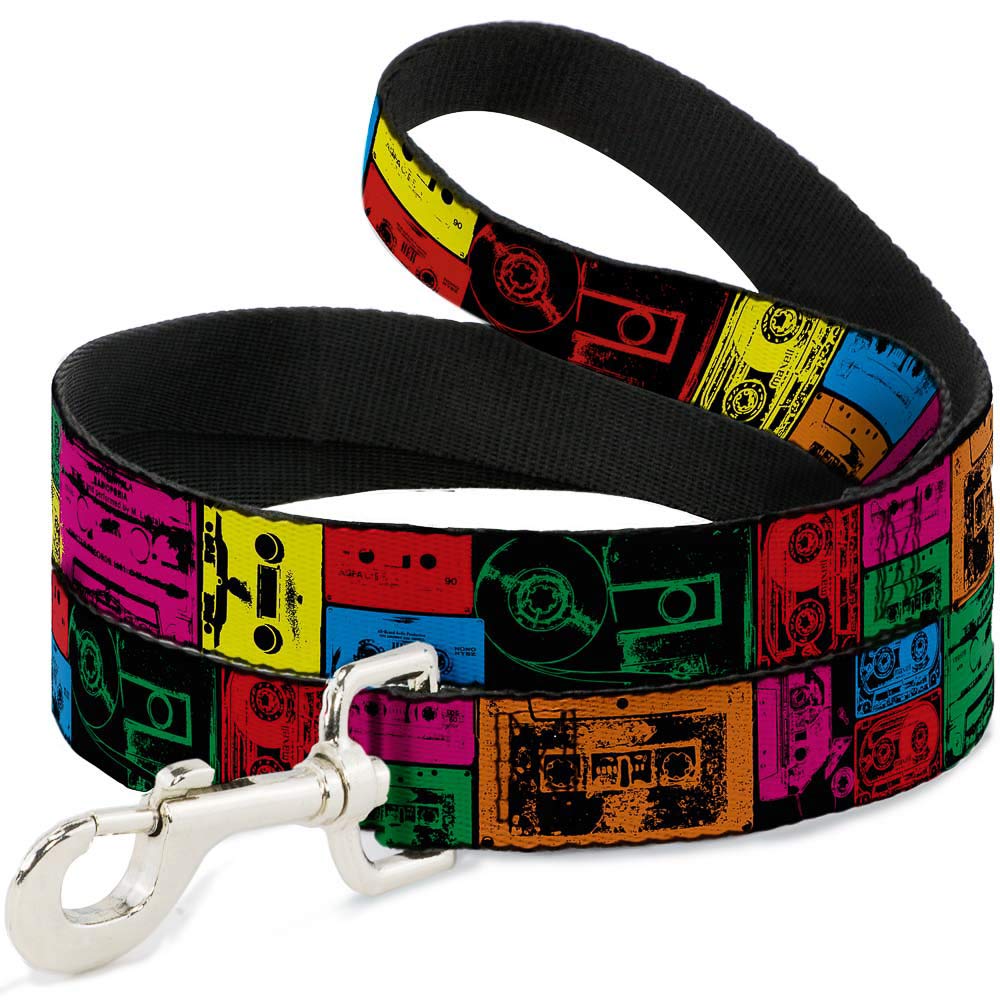 Laisse pour animaux Buckle-Down colorée en nylon résistant rubans multi neon avec clip métallique