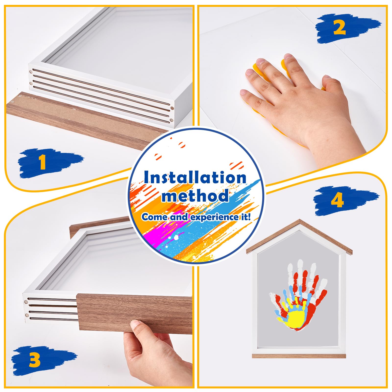 Kit exclusivo de huellas de manos familiares con forma de casa; Recuerdo único DIY, Set completo, Manualidades familiares y creación de recuerdos (Forma de casa)