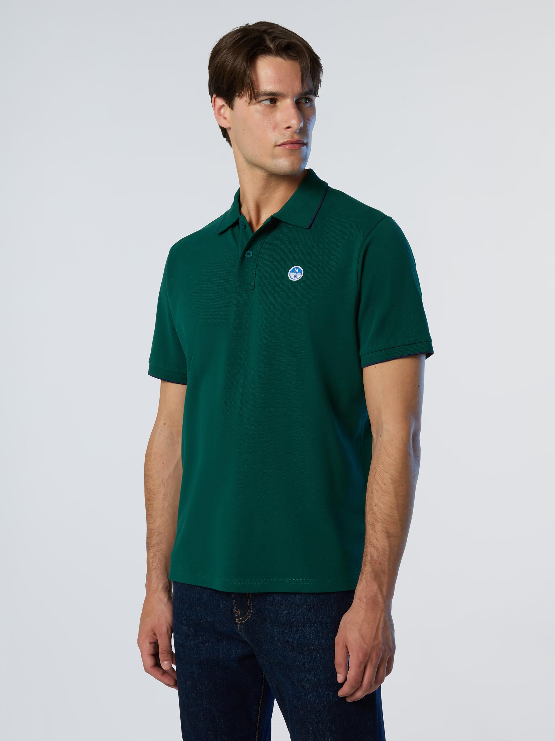 NORTH SAILS Polo Uomo in piqué di Cotone Organico con Dettagli a Contrasto