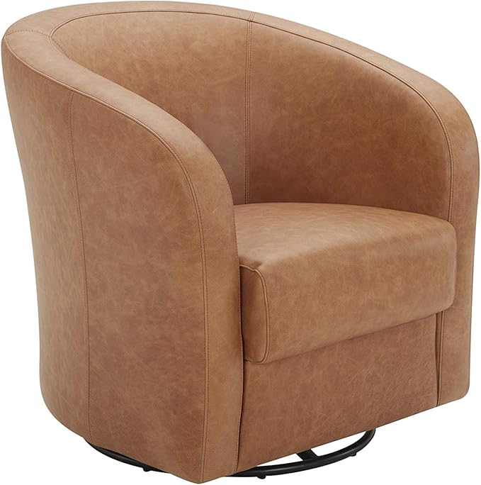 Amazon Brand Rivet Rione Modern Leather Swivel Chair with