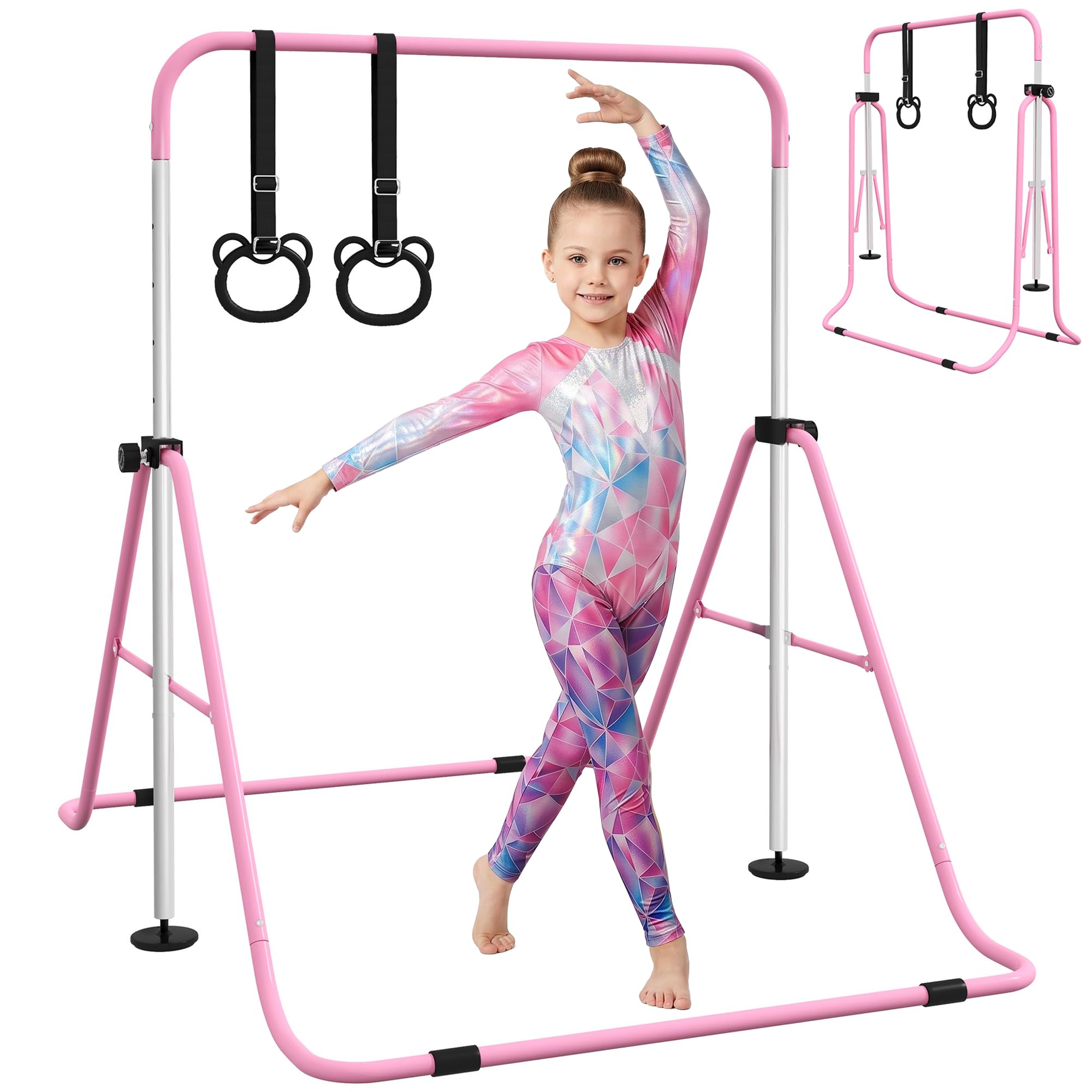 HOMCOM Gymnastikstange für Kinder Faltbares Turnreck 88-128cm