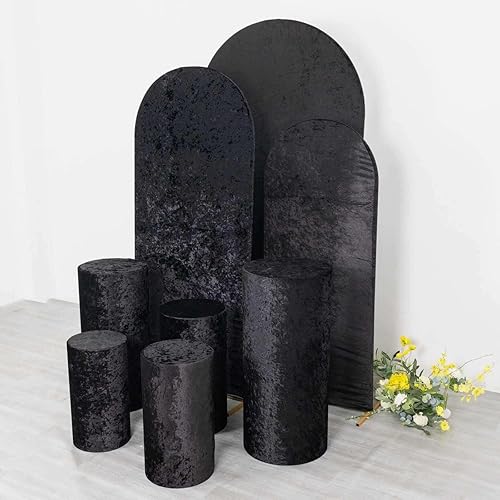 Vista 70 de Efavormart - Juego de 5 fundas de soporte para caja de exhibición cilíndrica de elastano, color negro, fundas elásticas para pilar de pedestal, 160