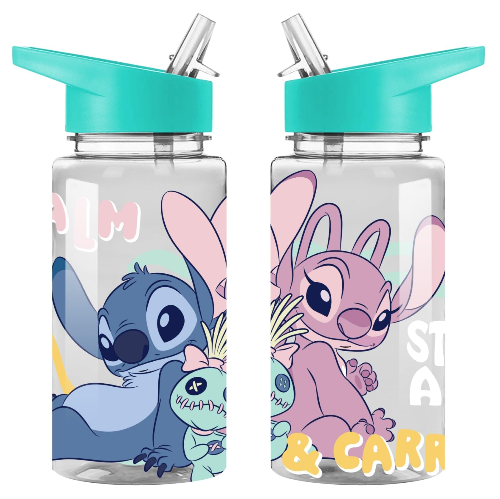 TDL Official Kids Water Bottle 450ml – BPA-Free, Leakproof, Flick-Top Lid – Official Character Design Bottle for School, Nursery, Travel & Sports (Stitch) (Stitch)