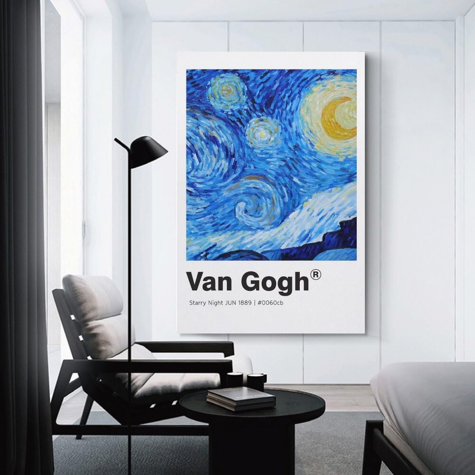 Junmoney Starry Night Canvas Art Print 20x30inch(50x75cm), for New Homes, Bedrooms Or Workspaces, Gift Idea for Housewarming And Birthdays