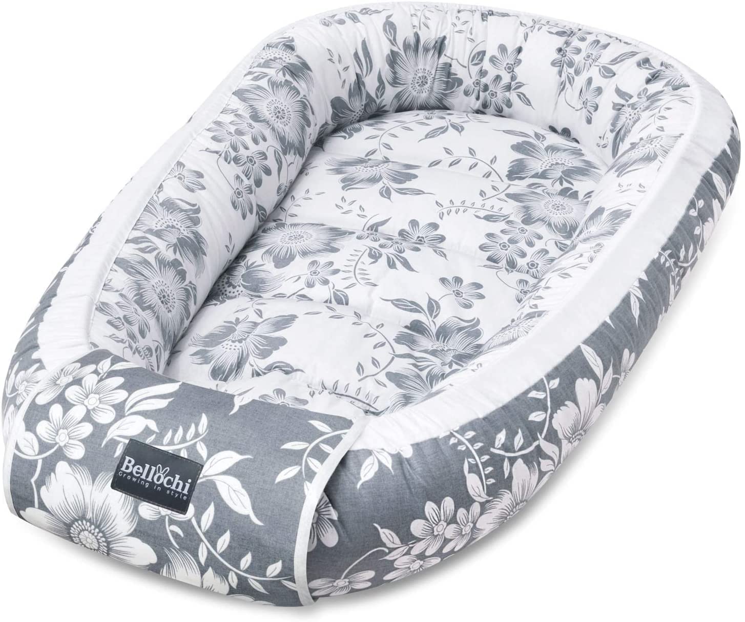 Bellochi Gniazdko niemowlęce dla noworodka – 90 x 60 x 12 cm – 100% bawełna – certyfikat Öko-Tex – przytulne gniazdo dla niemowląt – Magnolia