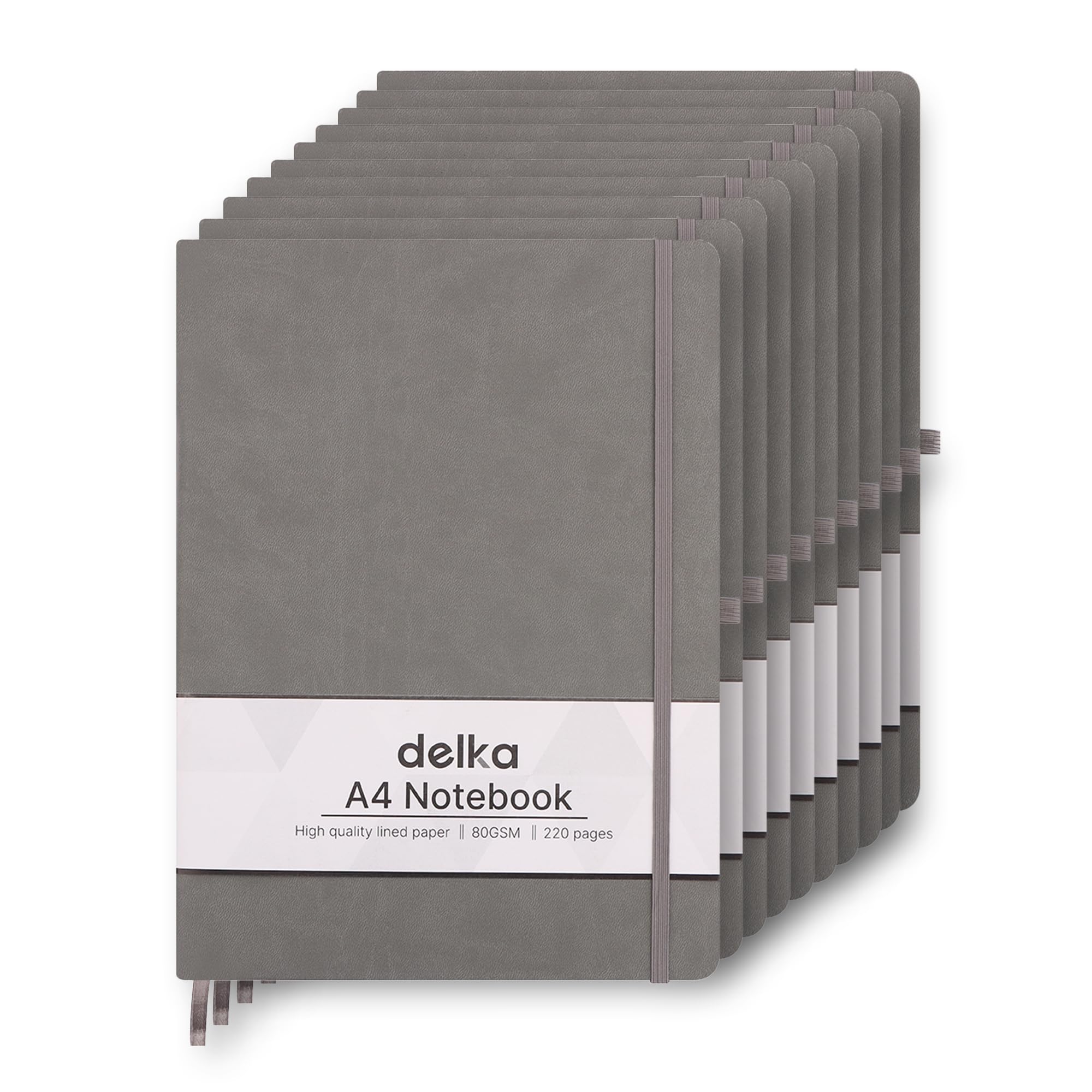 delka A4 Notebook, Notebook A4 Note Book Note Pad Journal Notebook A4 Notepad, Notebook for Office School Home Business Writing & Note Taking (GREY, Pack of 10)