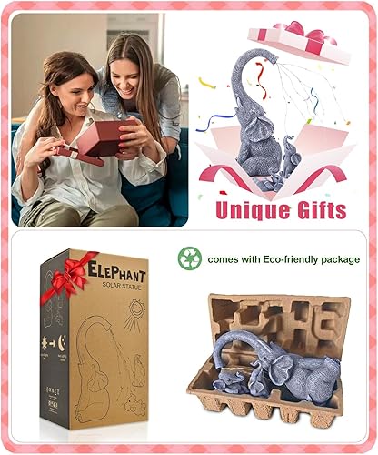Miniatura 2 de Estatuas solares de elefante para decoración de jardín esculturas al aire libre para adornos de césped, porche exterior, patio, balcón, patio