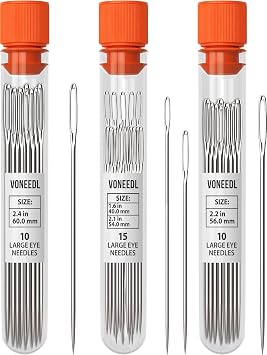 VONEEDL 35 PCS Large Eye Sharp Hand Sewing Needles 4 Assorted Sizes - Easy Threading Embroidery Needles - Perfect for Quilting, Crafting, Darning, Weave, Crochet, and DIY