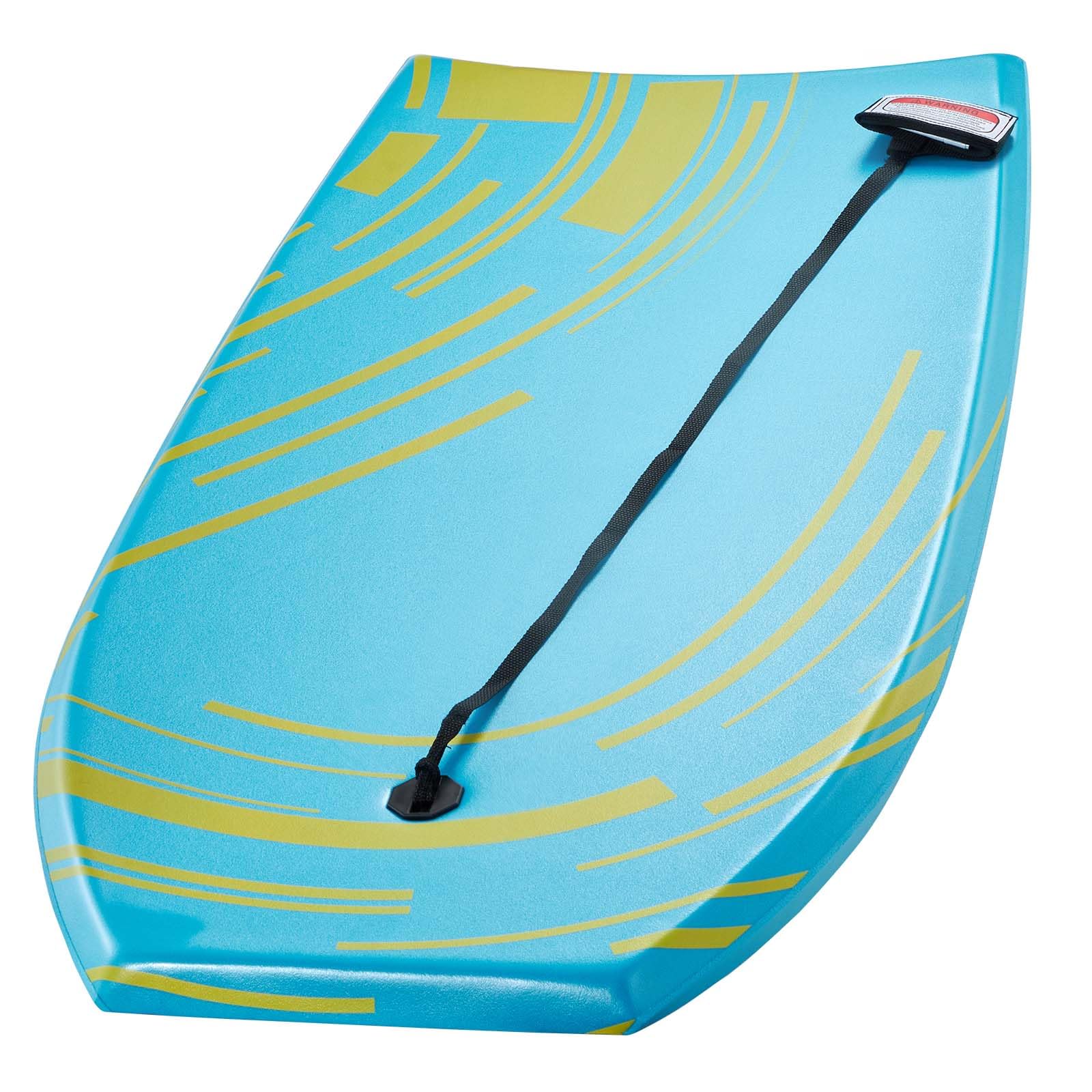 VEVOR Planche de Bodyboard 105,5 cm, Bodyboard de Plage avec Noyau en Mousse EPS et Leash de Poignet, Matériel de Surf Sport Nautique pour Débutants et Jeunes jusqu'à 81,7 kg, Planche de Boogie Bleue
