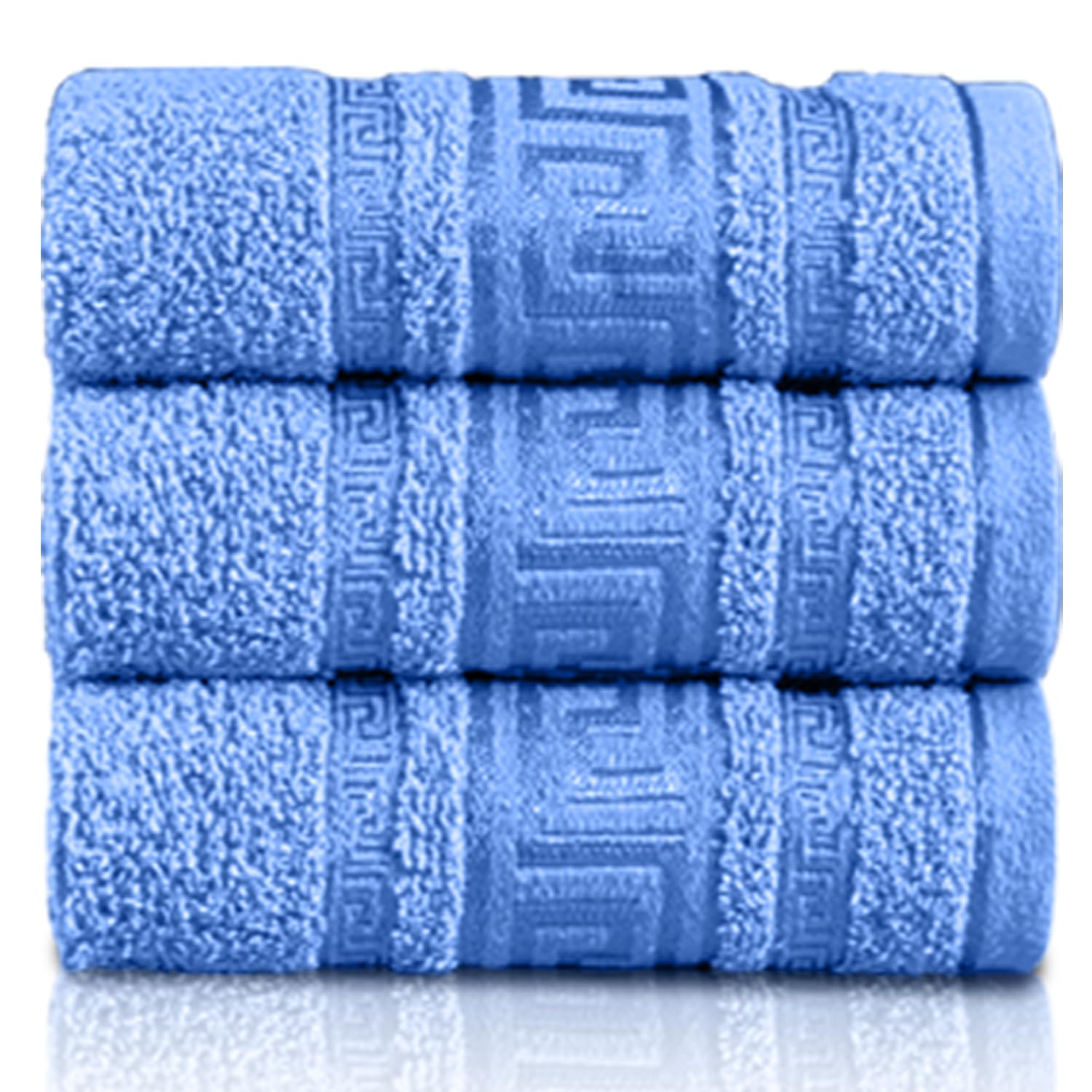 GC GAVENO CAVAILIA 3 Pack Greek Hand Towels - 100% Egyptian Cotton Quick Dry Towel (50x90 cm) - Highly Absorbent Bathroom Hand Towel Set - 550 GSM Towels for Hotel Gym Travel & Skin Friendly, Blue — image 1