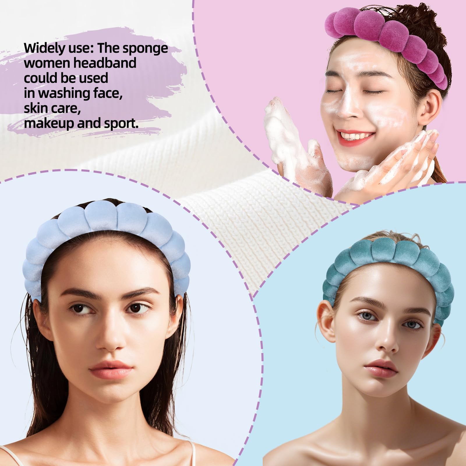10 Pcs Velvet Spa Headbands Soft Makeup Face Wash Beauty Routine Gift Amazon.com : RAISEY 10 Pcs Velvet Cloth Spa Headbands for  main image 2