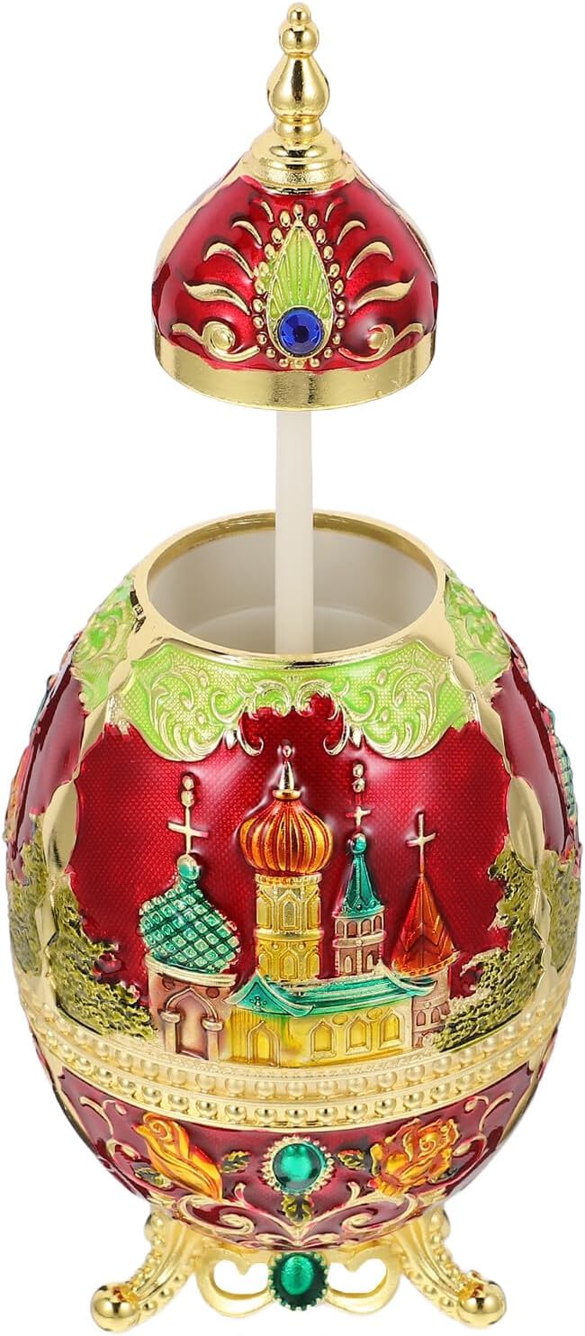 Automatic Holder Box with Press Button Pop-up Dispenser, Retro Crimson Toothpick Case for Home and Kitchen Use