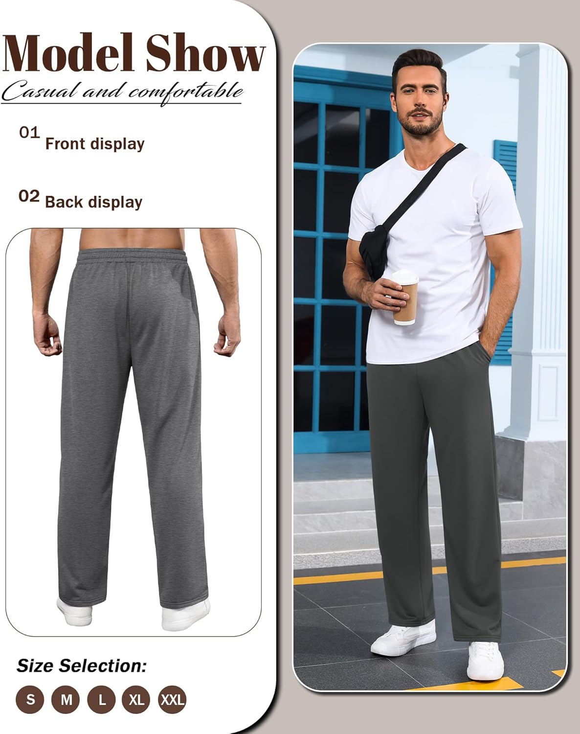 Neer 3 Pack Men's Drawstring Sweatpants Open Bottom Joggers Workout Athletic Tall Lounge Pants Wide Leg with Pockets - Image 6