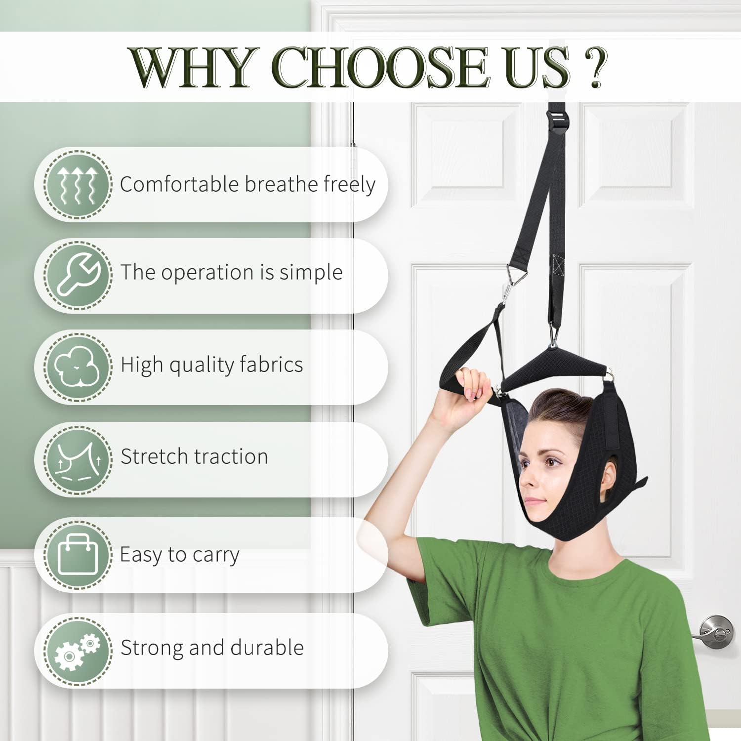 Neck Stretcher Cervical Traction Hammock,Cervical Neck Traction Device Over Door for Home Use,Portable Cervical Traction Device for Neck Pain Relief,Neck Decompressor Device : Health & Household