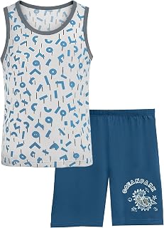 LUCKYLI Toddler Boy's Clothing Sets Kids 2 Piece Summer Outfits Short Sleeve T-Shirt and Short Boys Clothes 3-8 Years