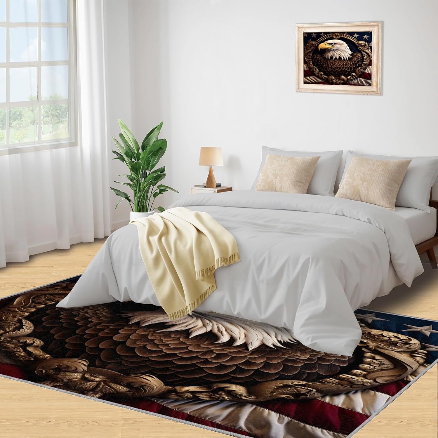Bald Eagle Rugs for Entryway, American Flag Indoor Rugs 2x3, USA Animals Area Rug, Birds Kitchen Rugs Non Slip Washable Rugs for Bedroom