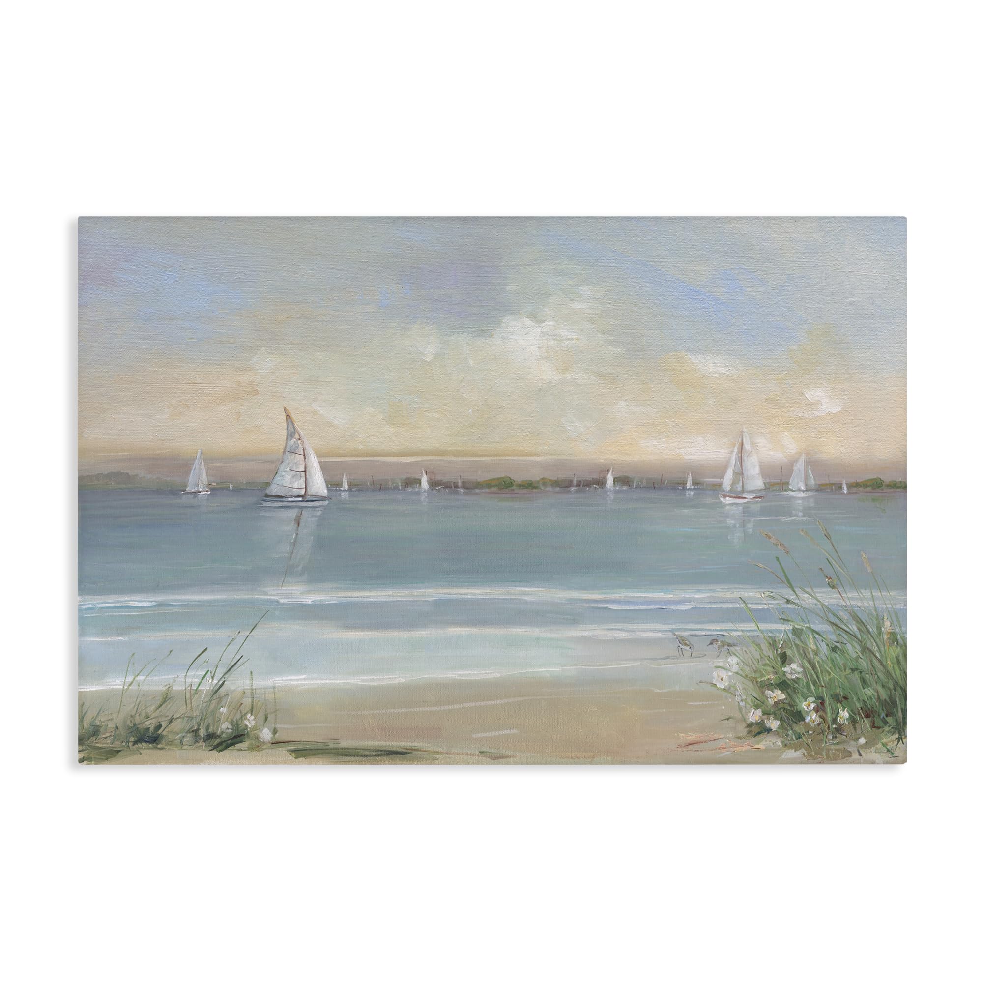 Stupell Industries Sailboats At Coastal Dawn 'Coastal Sailing At Dawn', Canvas Art, 36 X 24 Inches, Easy To Hang And Sturdy, Made In Usa, By Sally Swatland