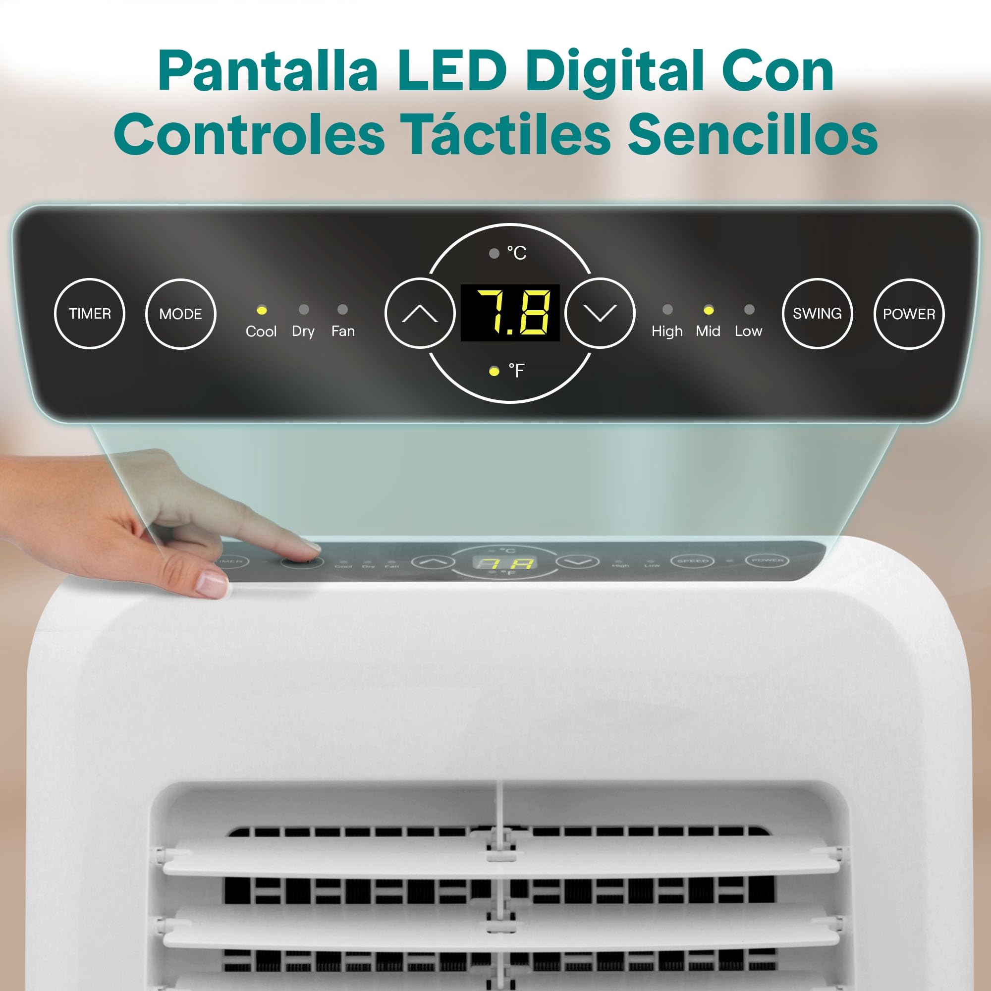 SereneLife Aire Acondicionado Portátil, 12.000 BTU, Móvil, Silencioso, Deshumidificador, Ventilador, Kit Escape Ventana, Mando a Distancia, Ideal para Casa y Oficina