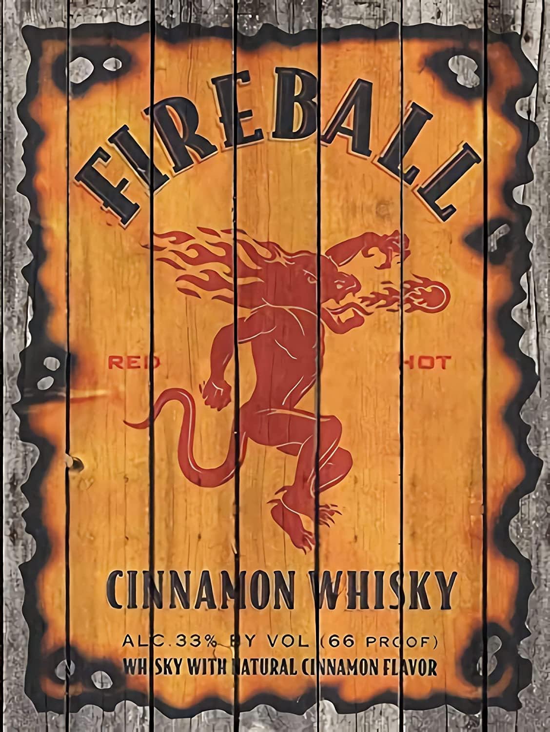 Preeklen Tin Sign 092 Fireball Distressed Retro Metal Tin Sign - Vintage Aluminum Plaque For Kitchen, Home, Coffee Wall Decor - 6X8 Inch