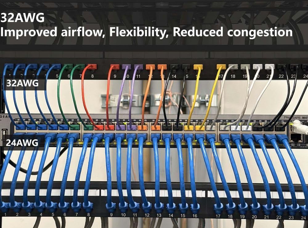 InstallerParts Ethernet Cable CAT6A Super Slim Cable UTP 0.5 FT (10 Pack) - Purple - Professional Series - 10Gigabit/Sec Network/High Speed Internet Cable, 550MHZ, 32AWG