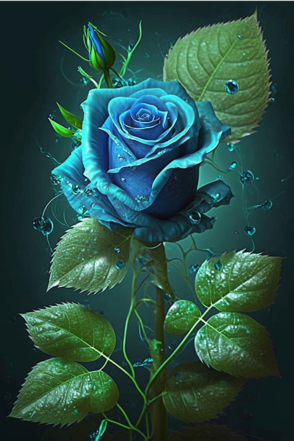 RMSGOZO 20 X 20 Inch Blue Rose Diamond Painting for Adults - Botanical Flower, Full Drill Crystal Rhinestone Embroidery Craft Kits for Home Decor & Living Room Decor Gifts
