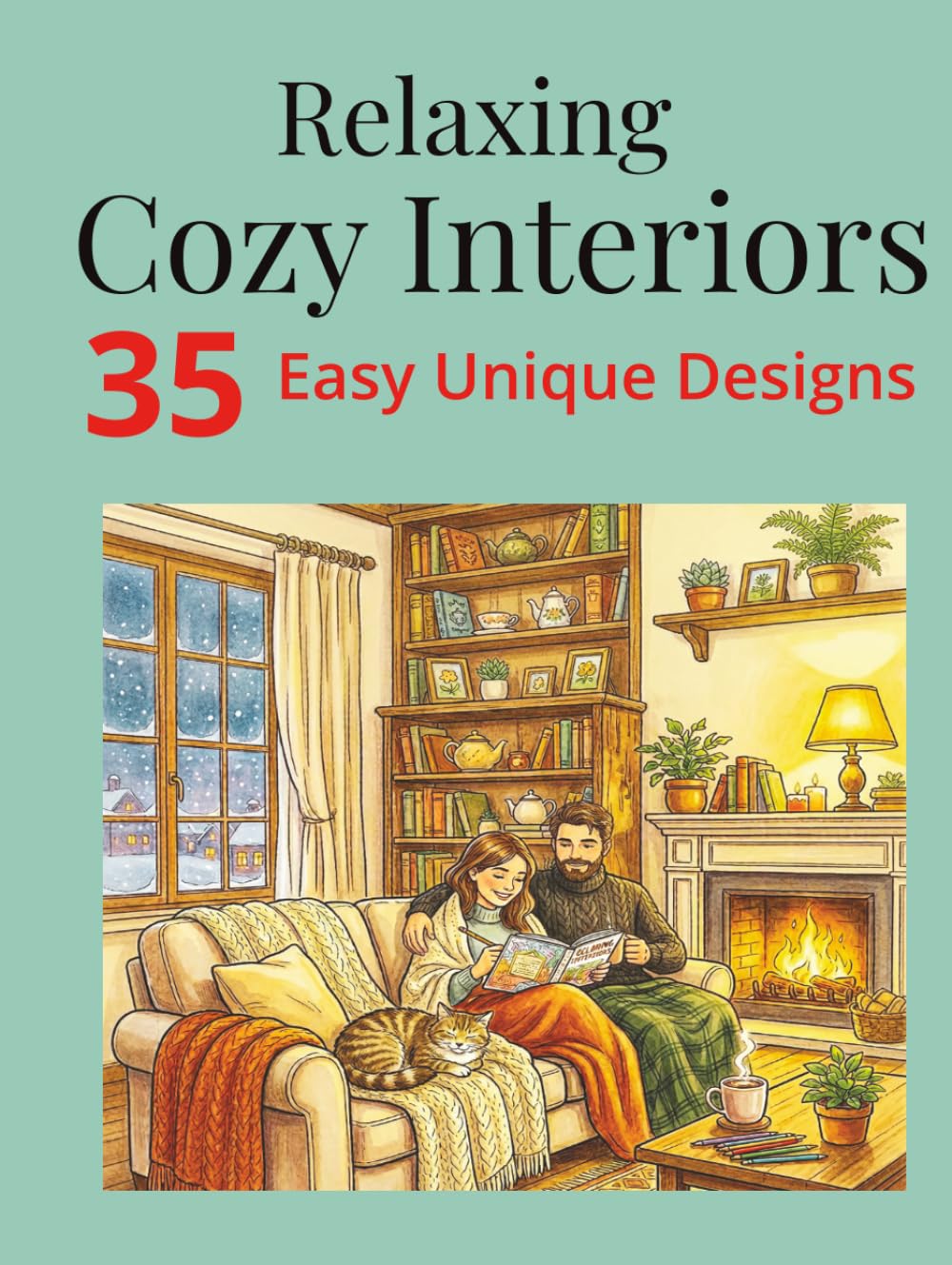 Relaxing Cozy Interiors: Coloring Book for Adults: 35 Cozy Rooms to Color for Stress Relief and Relaxation (JOMO – The Joy of Missing Out)