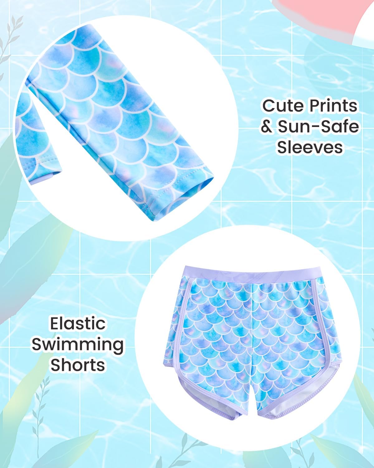 JiAmy Girls Rash Guard Two Piece Swimsuit Toddler Long Sleeve Bathing Suit with Zipper UPF 50+ Sun Protection 4-7Y