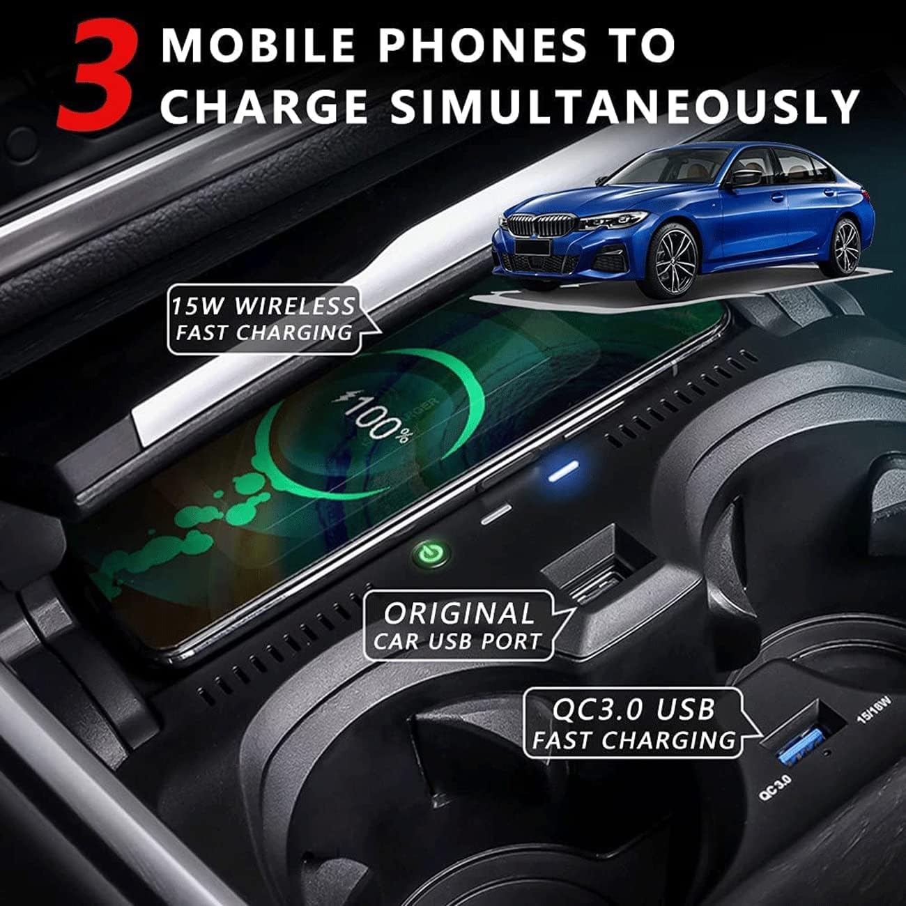 car mobile phone charger for bm w 3 series g20 2020 2021 support original car with nfc center console accessory panel 15w fast car wireless charging p