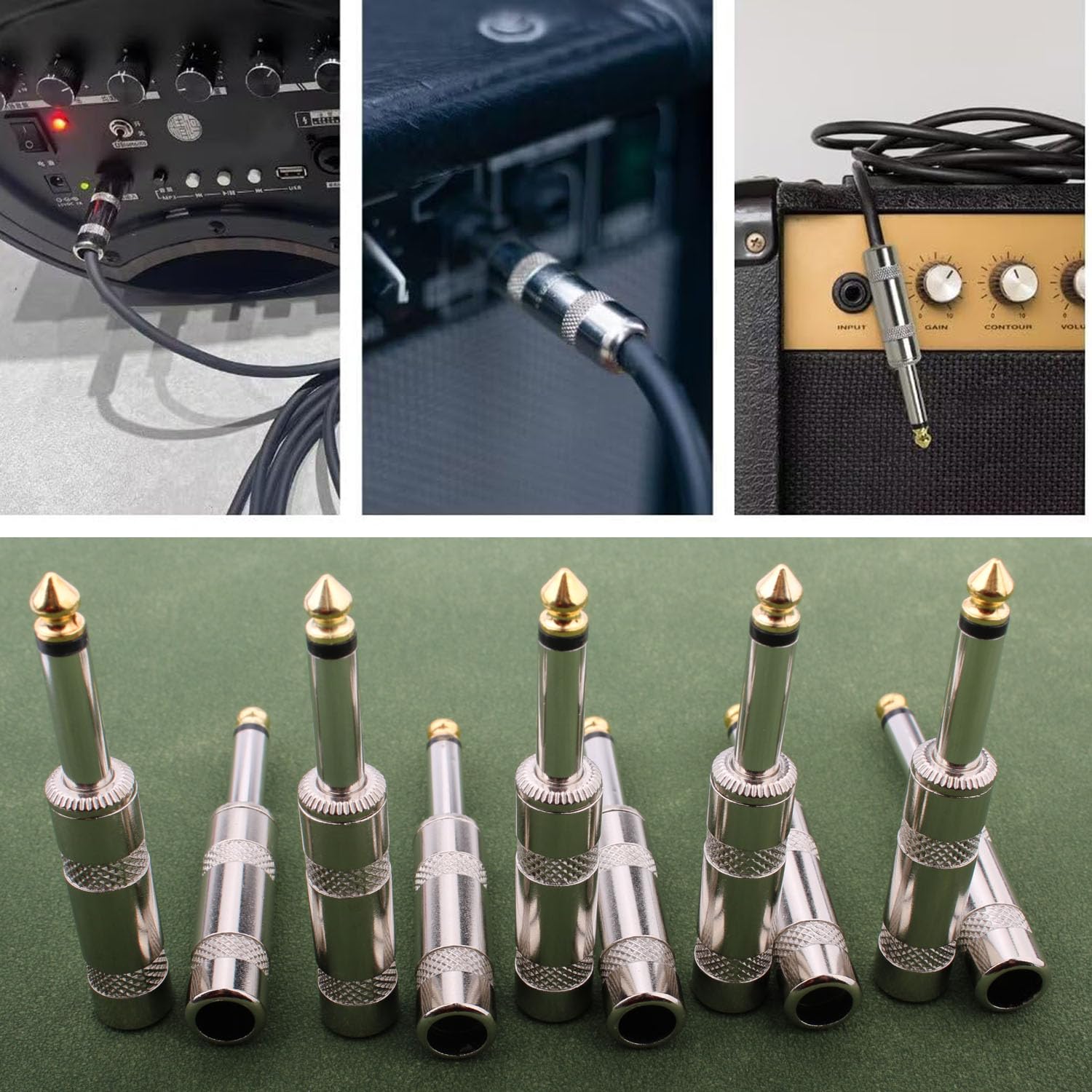 RUNCCI - 10 pezzi Jack Mono Audio Saldatore Connettore 6,35 mm TS per Altoparlanti/Chitarra/Microfono