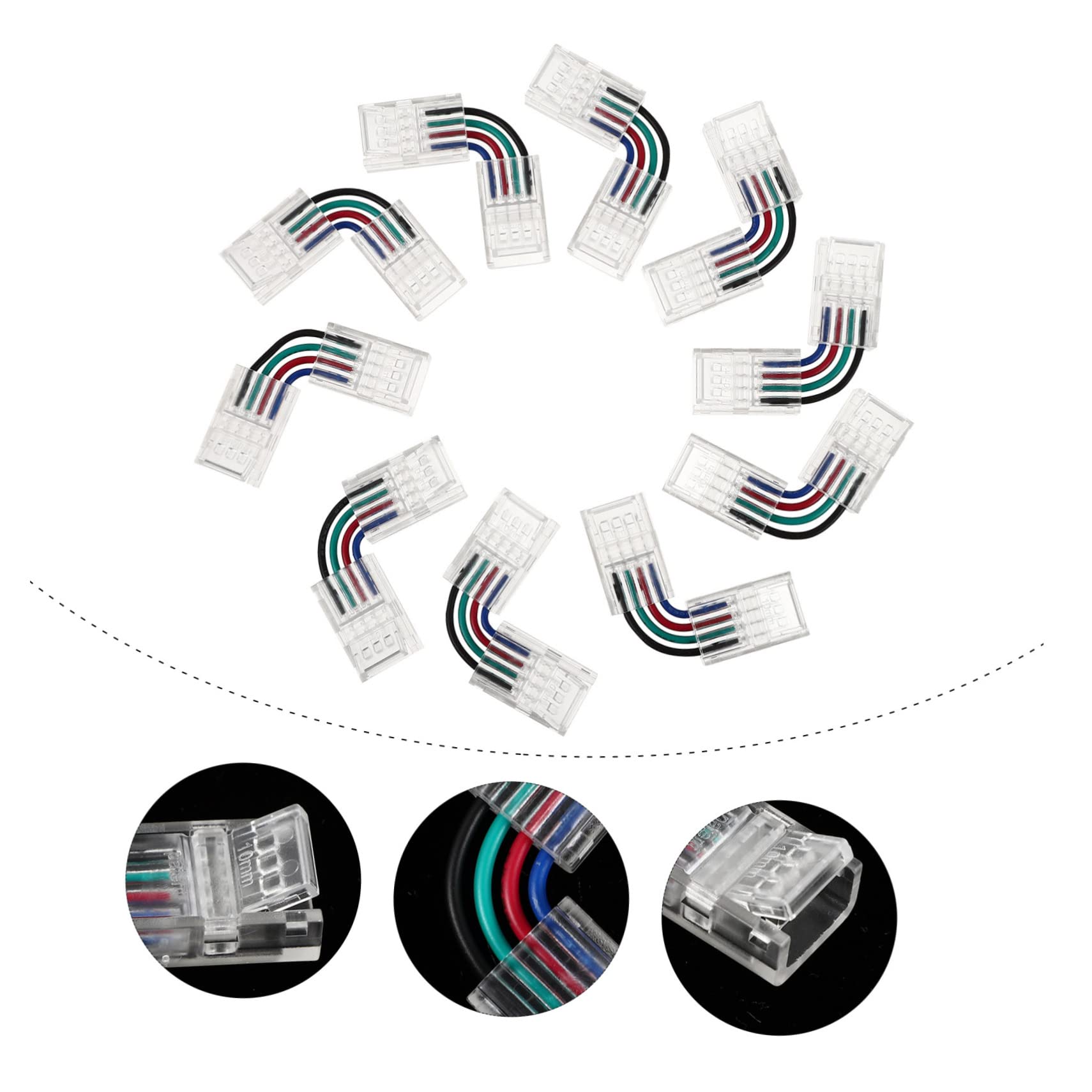 Amosfun 3sets Streifen Licht Adapter Streifen Lichter Anschlüsse Für Verwenden 10 Stücke * 3