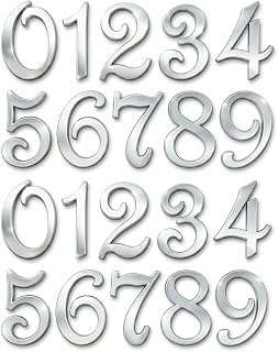 2 Inch Mailbox Numbers，Address Sign Number Stickers for House Doors Hotel Office Decorate, 3D Business Style, Suit for Outside or Indoor, Silver Shiny. (Silver, Pack of 2 Sets)